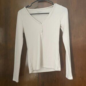 American Eagle Long Sleeve Henley (Cream)